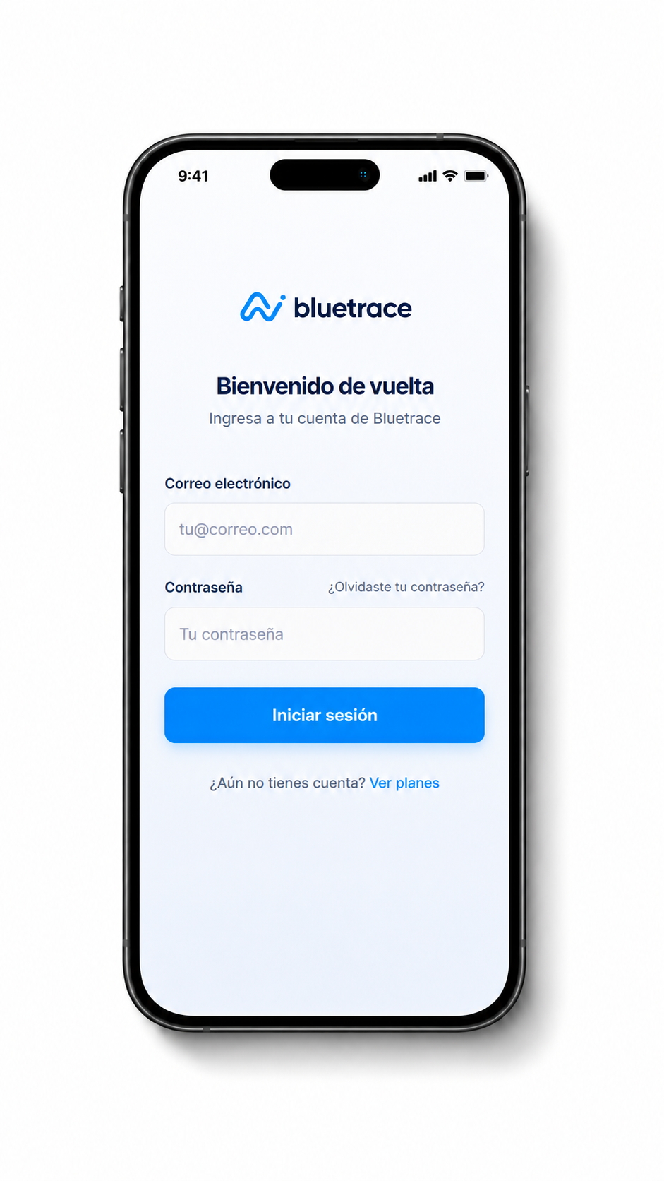 Inicio de sesión de la plataforma Bluetrace
